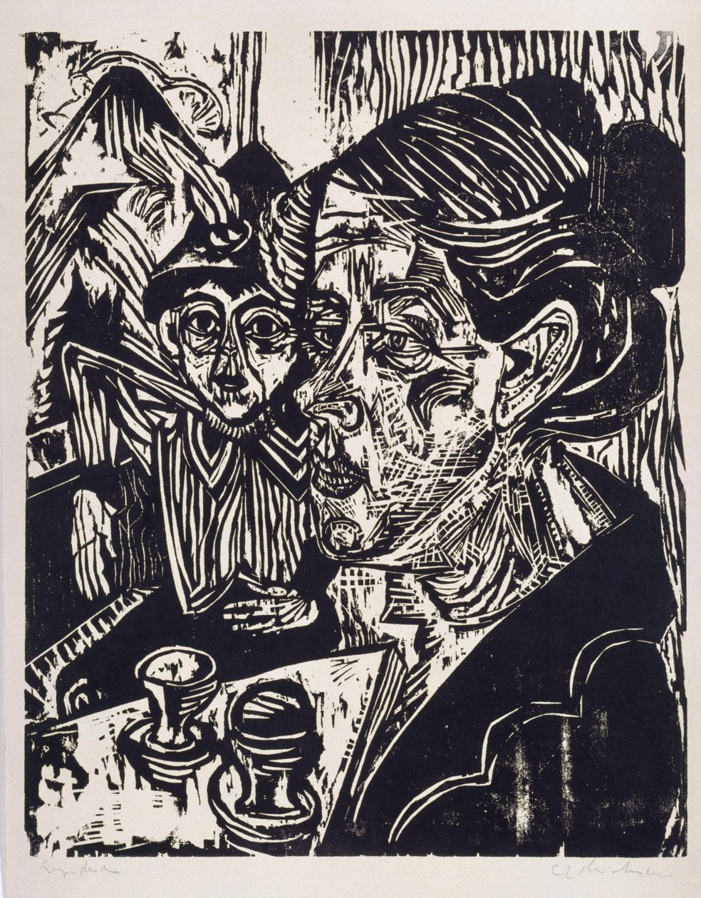 Contadina con un ragazzino a tavola (la signora Schmidt con il figlio Martin) da Ernst Ludwig Kirchner