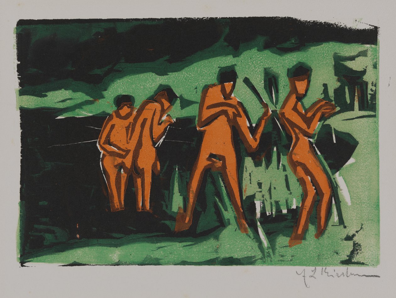 Bagnanti che lanciano canne da Ernst Ludwig Kirchner