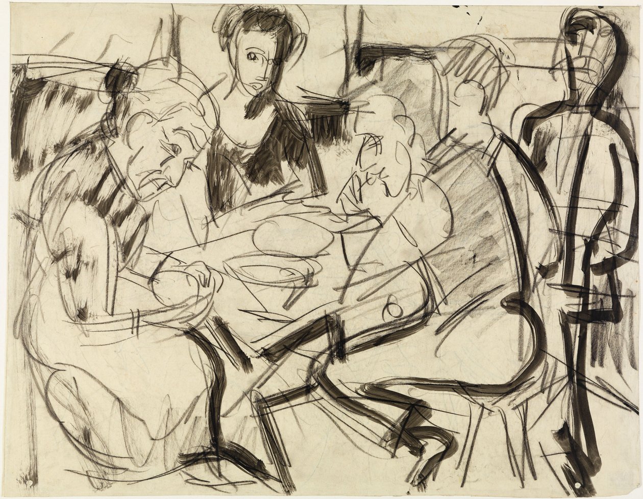 Una famiglia di contadini a tavola da Ernst Ludwig Kirchner
