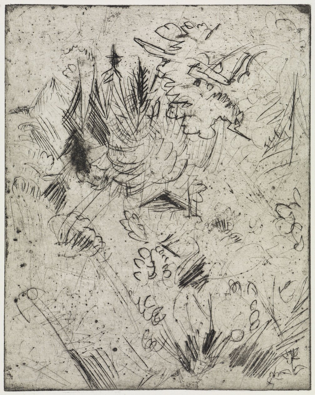 Versante di montagna con capanne e abeti / Ragazza nuda con gattini da Ernst Ludwig Kirchner