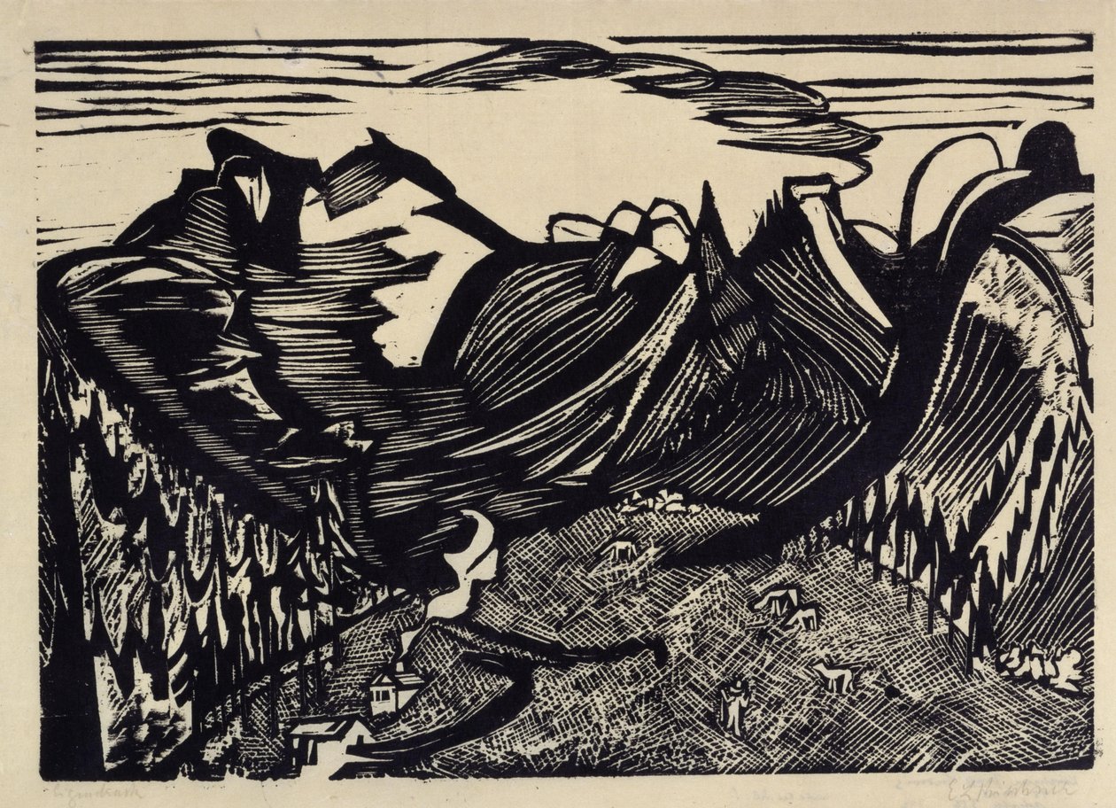 Paesaggio montano con alp da Ernst Ludwig Kirchner