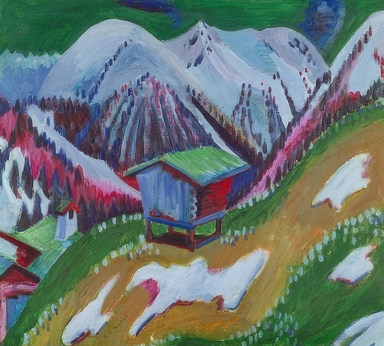 Paesaggio montano con baita da Ernst Ludwig Kirchner