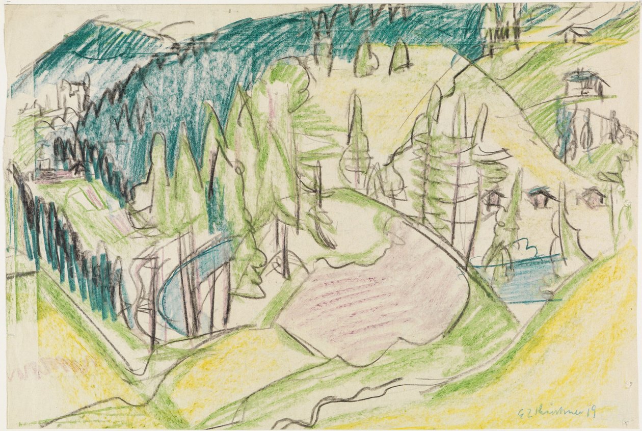 Paesaggio montano con abeti da Ernst Ludwig Kirchner