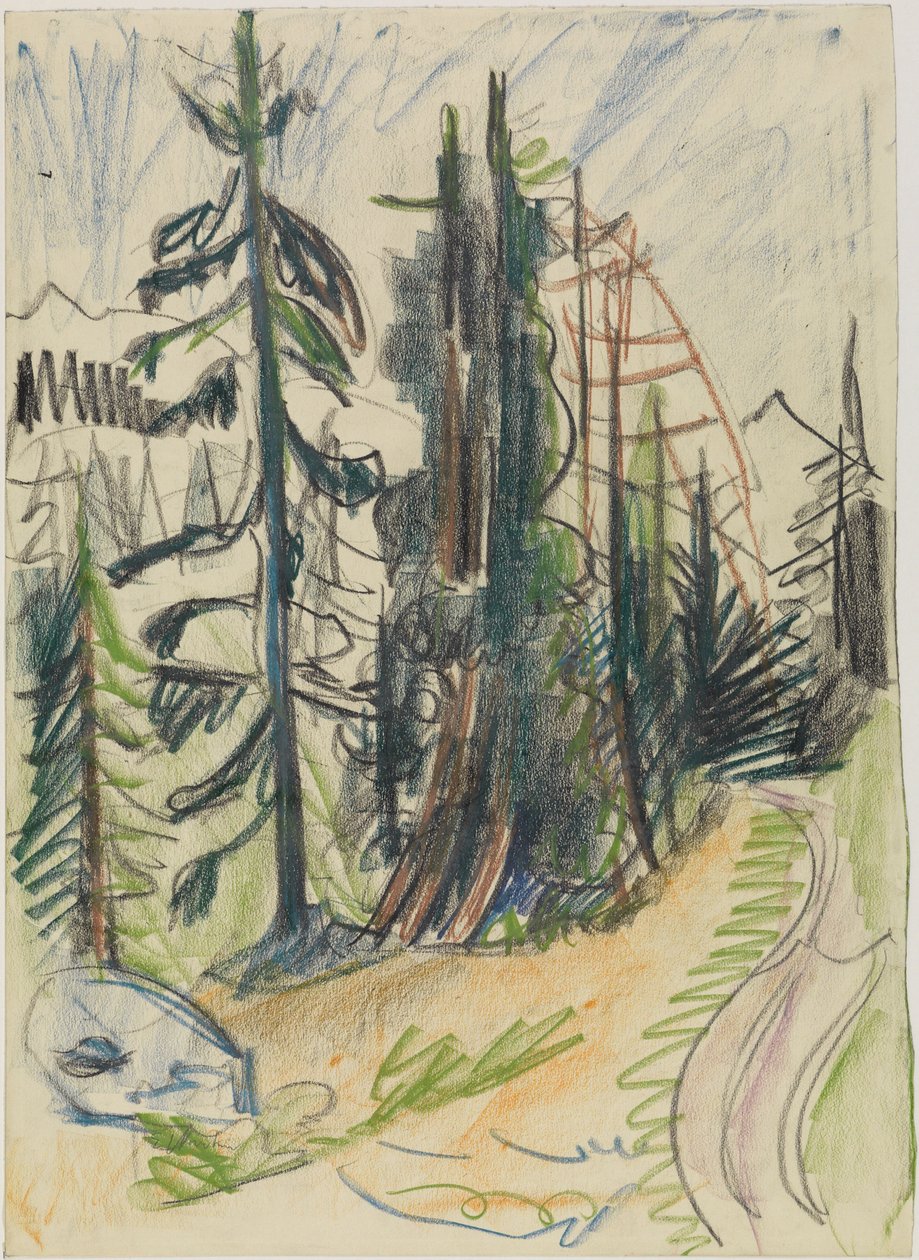 Abeti di montagna e sentiero da Ernst Ludwig Kirchner