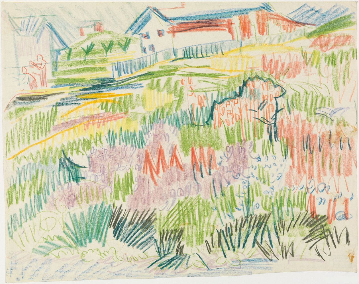 Prato fiorito con case da Ernst Ludwig Kirchner