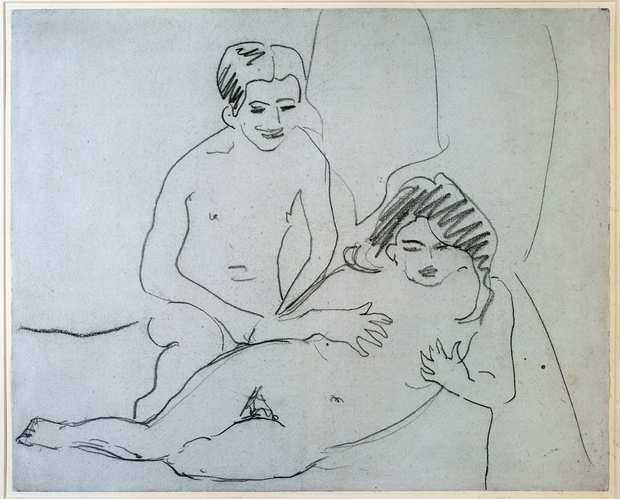 Coppia nuda sdraiata su un letto da Ernst Ludwig Kirchner