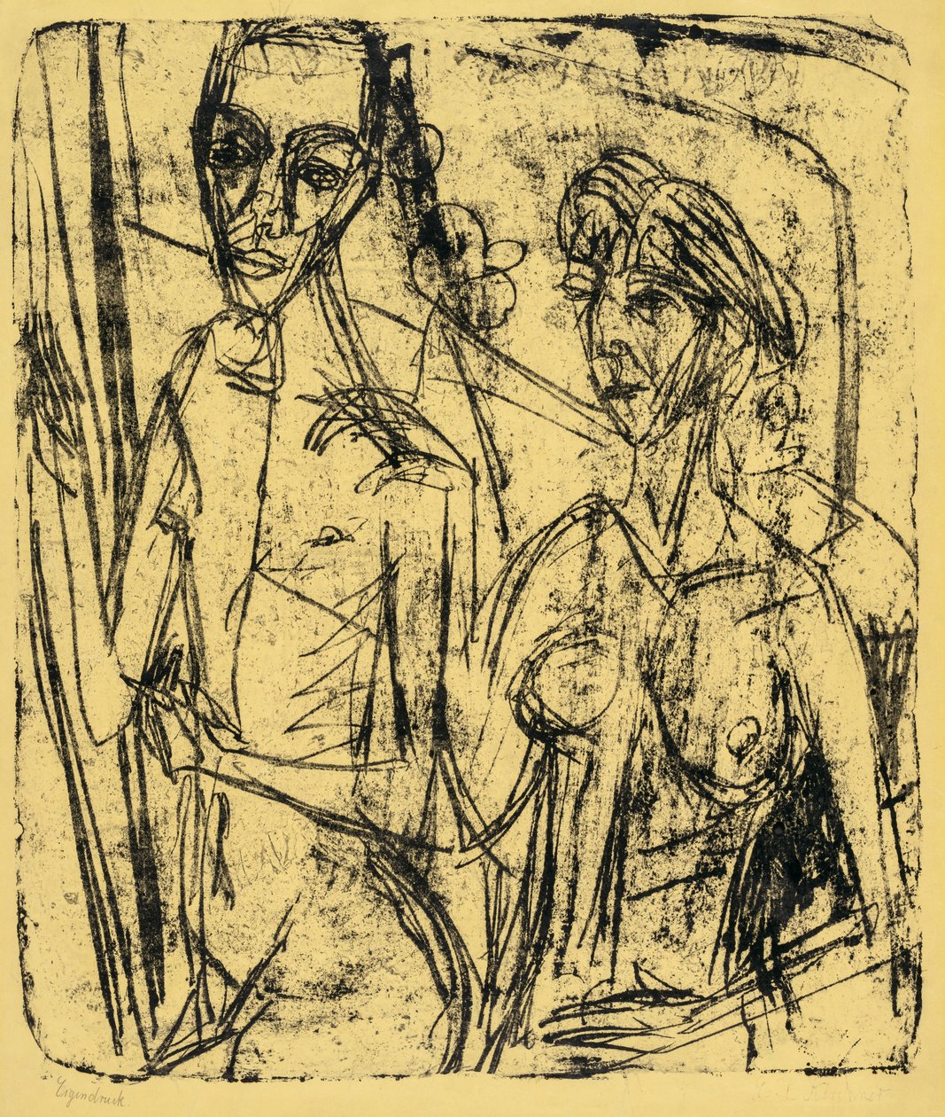 Coppia in stanza, uomo nudo con donna da Ernst Ludwig Kirchner