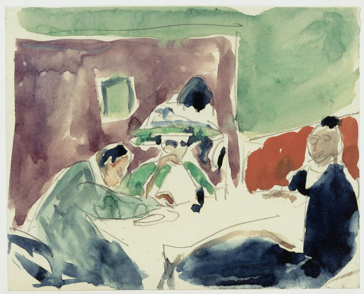 Signora (Dodo?) e due uomini a un tavolo al caffè da Ernst Ludwig Kirchner