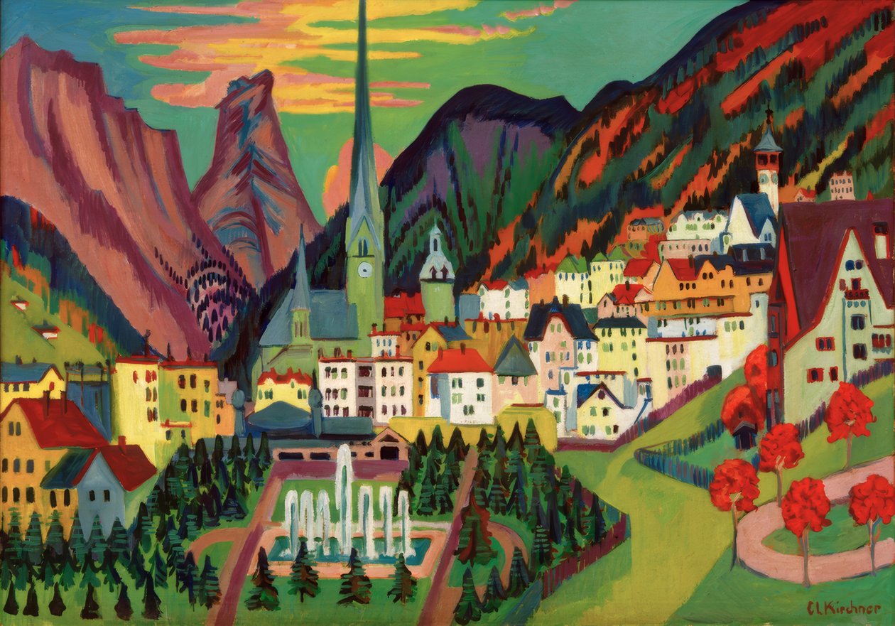 Davos con chiesa. Davos in estate da Ernst Ludwig Kirchner