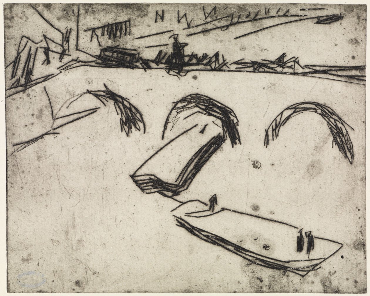 Tre artiste intente a lavorare sugli anelli / Ponte sul Kronprinzenufer, Berlino da Ernst Ludwig Kirchner