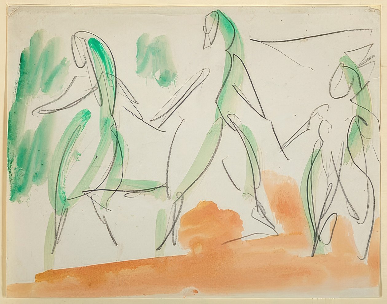 Tre ballerine (1911, taccuino Folkwang, foglio 34) da Ernst Ludwig Kirchner