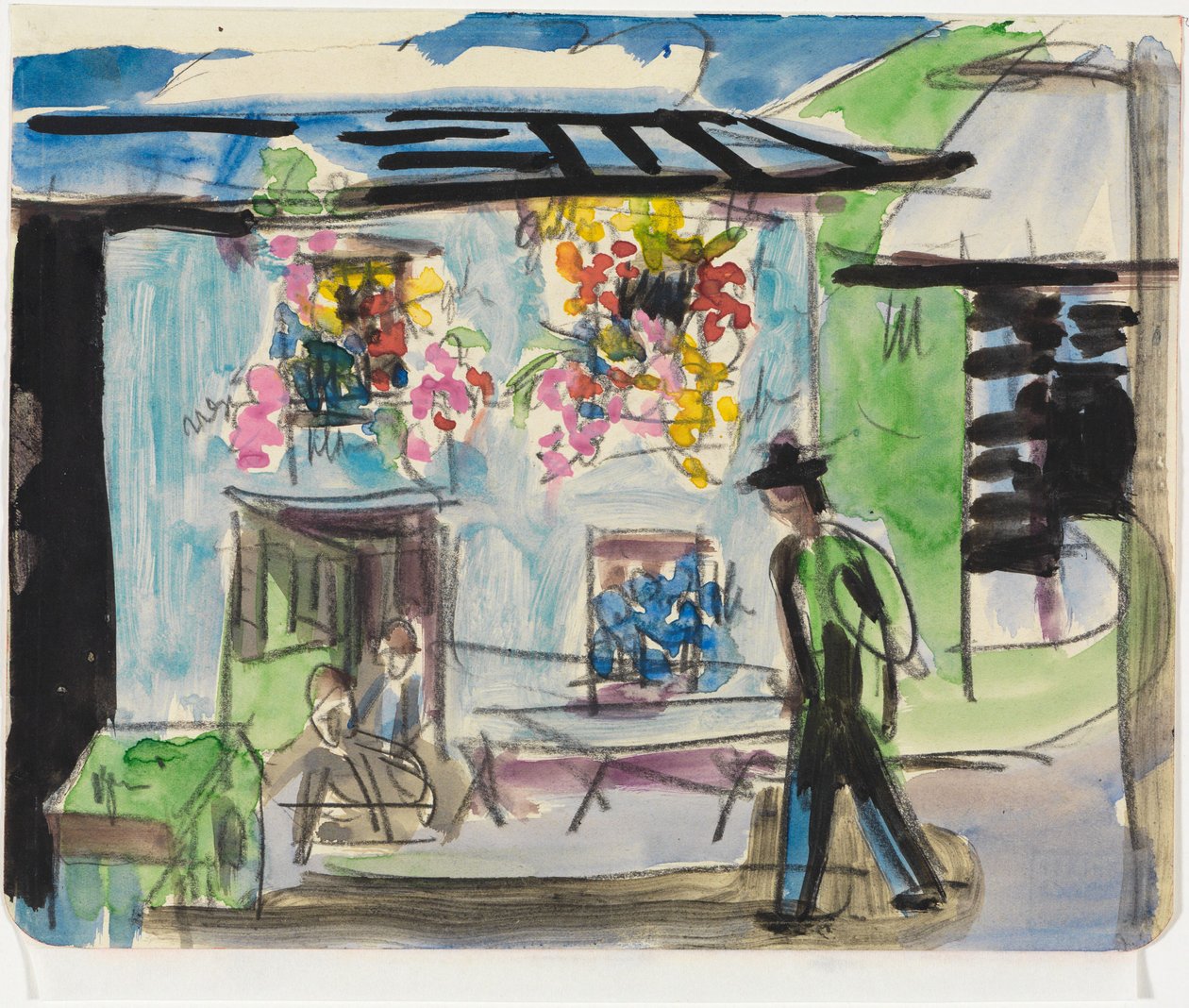 Una casetta con le finestre decorate di fiori da Ernst Ludwig Kirchner