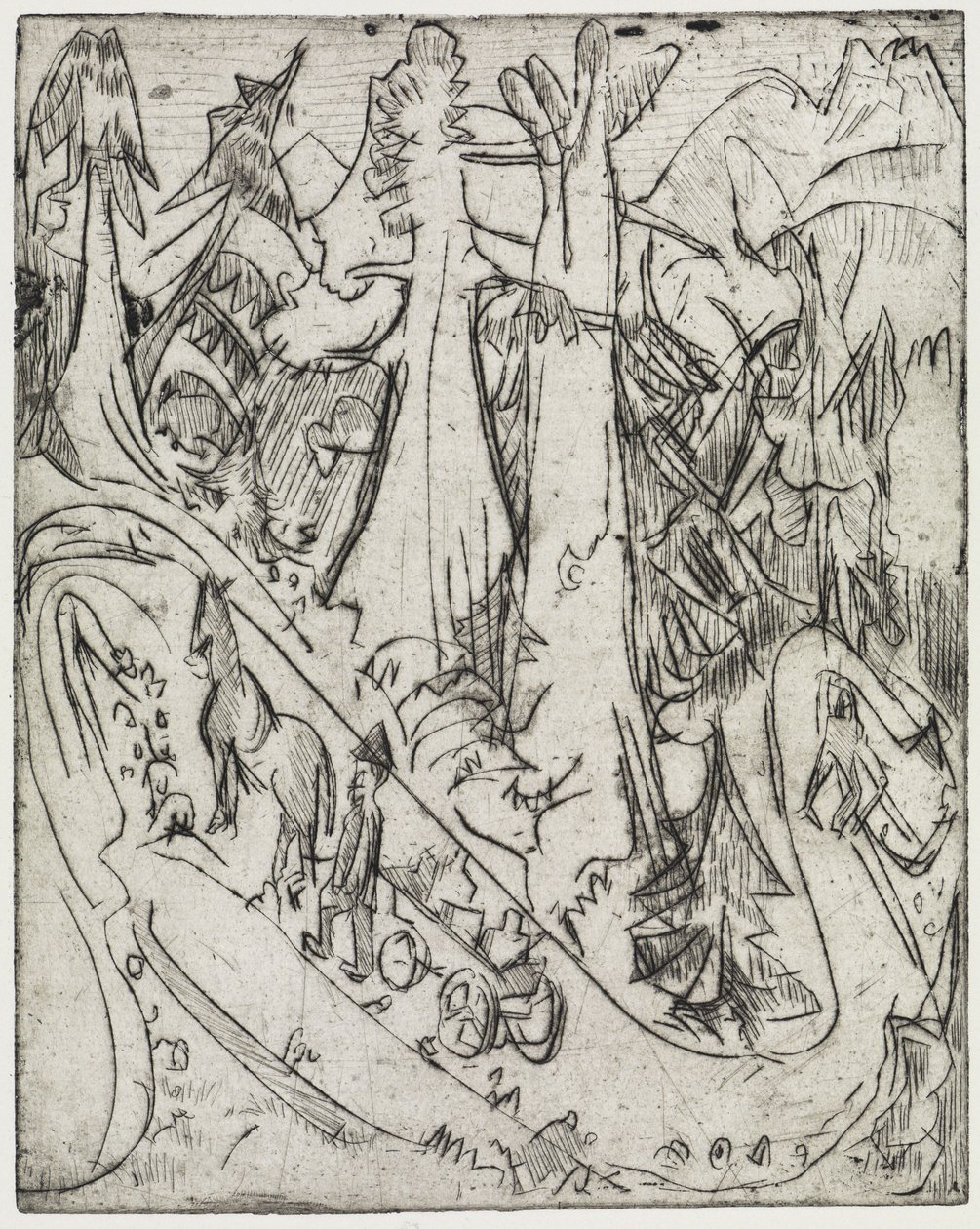 Trasporto di capre/autocisterne per il latte lungo la strada di montagna da Ernst Ludwig Kirchner