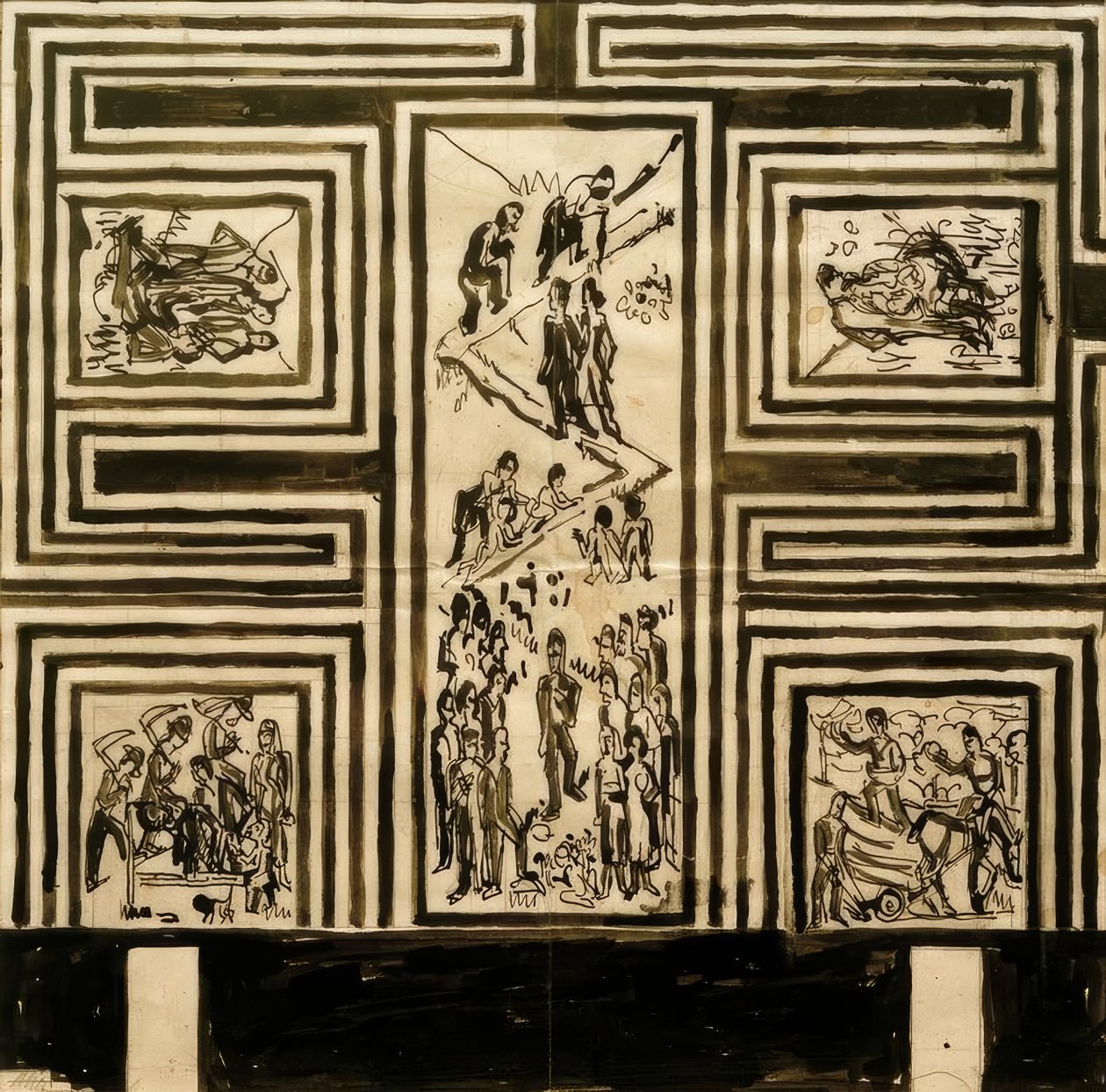 Bozzetto per la decorazione della parete lunga della sala delle feste da Ernst Ludwig Kirchner
