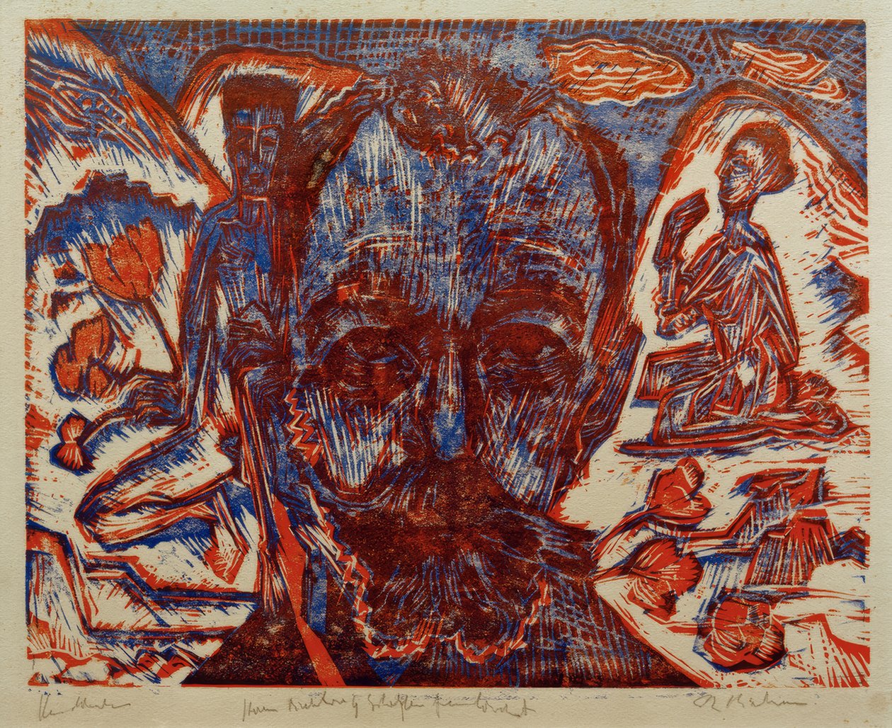 Ferdinand Hodler / Testa di Hodler / Xilografia a colori di E.L.Kirchner da Ernst Ludwig Kirchner