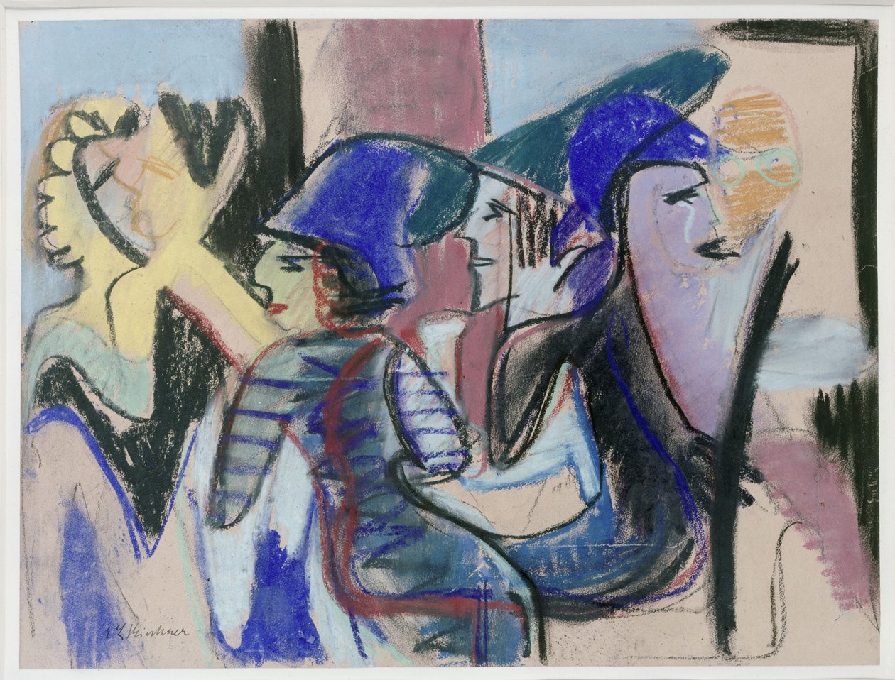 Fünf Personen im Café da Ernst Ludwig Kirchner