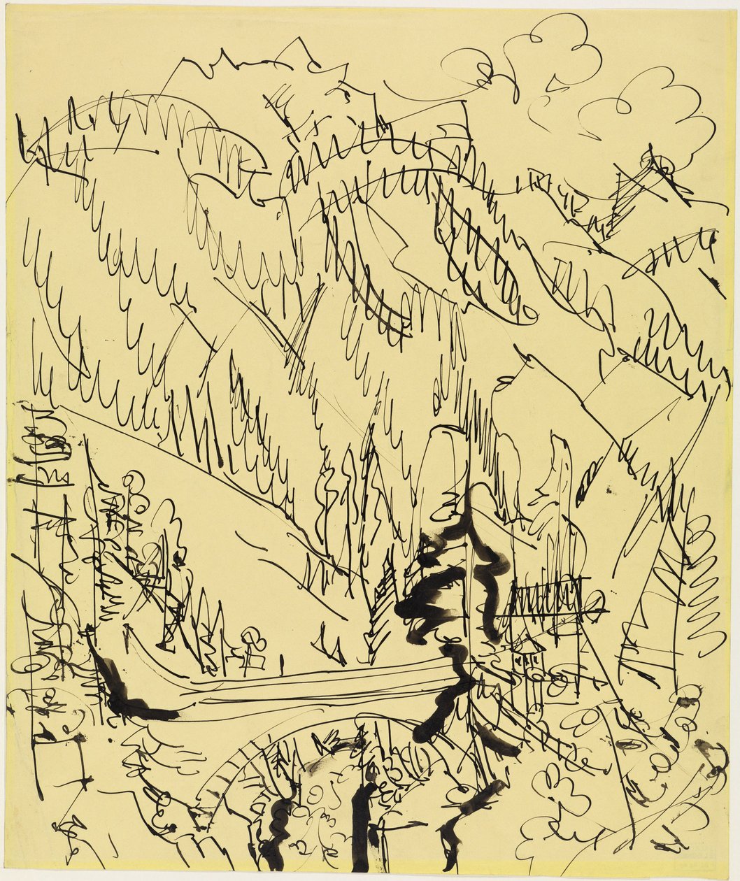 Paesaggio montano con ponte da Ernst Ludwig Kirchner