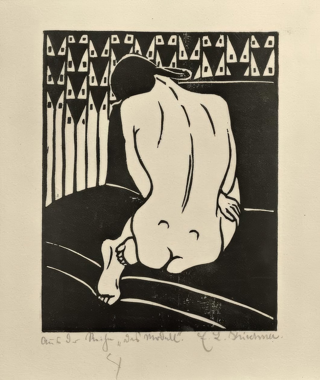 Nudo accovacciato, visto da dietro da Ernst Ludwig Kirchner