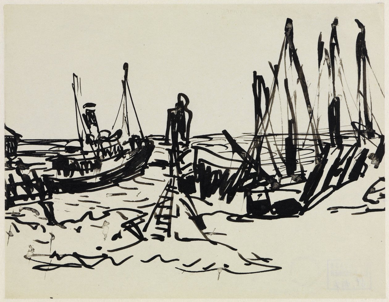 Navi a vapore costiere e imbarcazioni all’ancora (Fehmarn) da Ernst Ludwig Kirchner