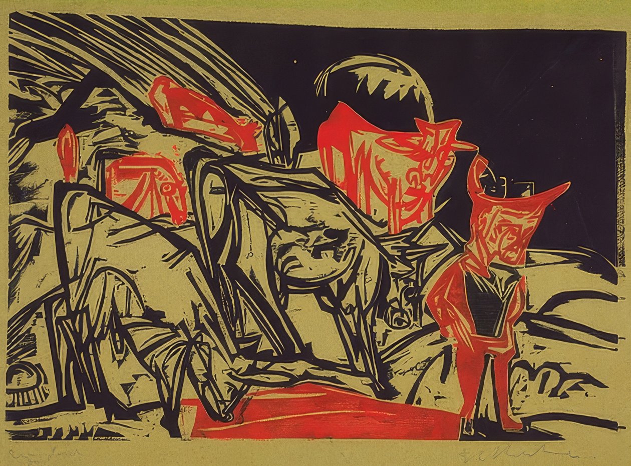 Mandria di mucche con pastore da Ernst Ludwig Kirchner