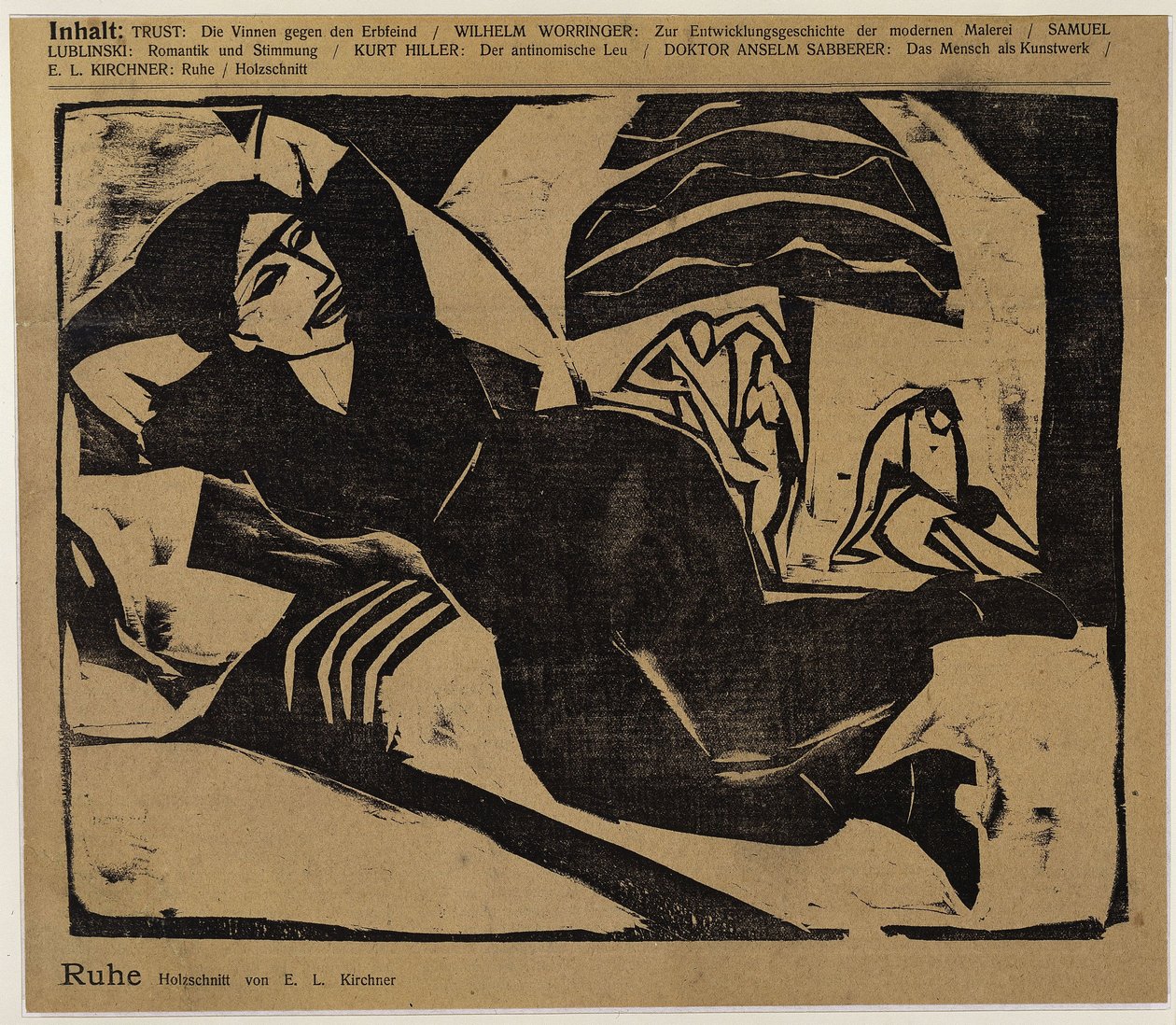 Donna sdraiata (Riposo) (da: Der Sturm ...) da Ernst Ludwig Kirchner