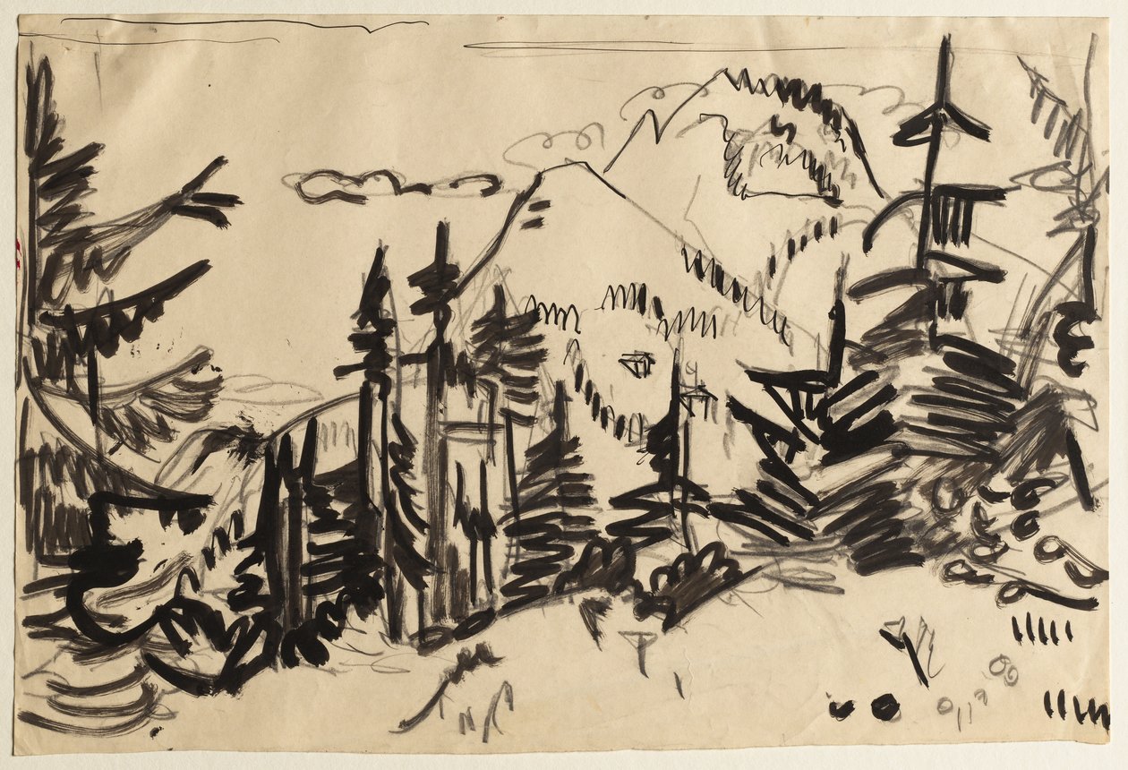 Paesaggio montano con abeti da Ernst Ludwig Kirchner