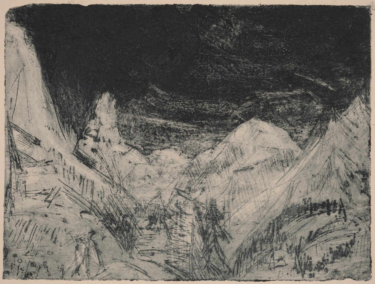 Paesaggio di montagna con piccoli falciatori da Ernst Ludwig Kirchner