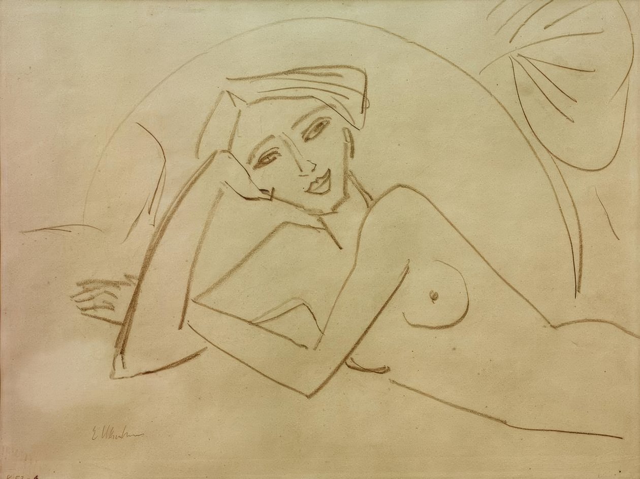 Ragazza nuda sdraiata da Ernst Ludwig Kirchner