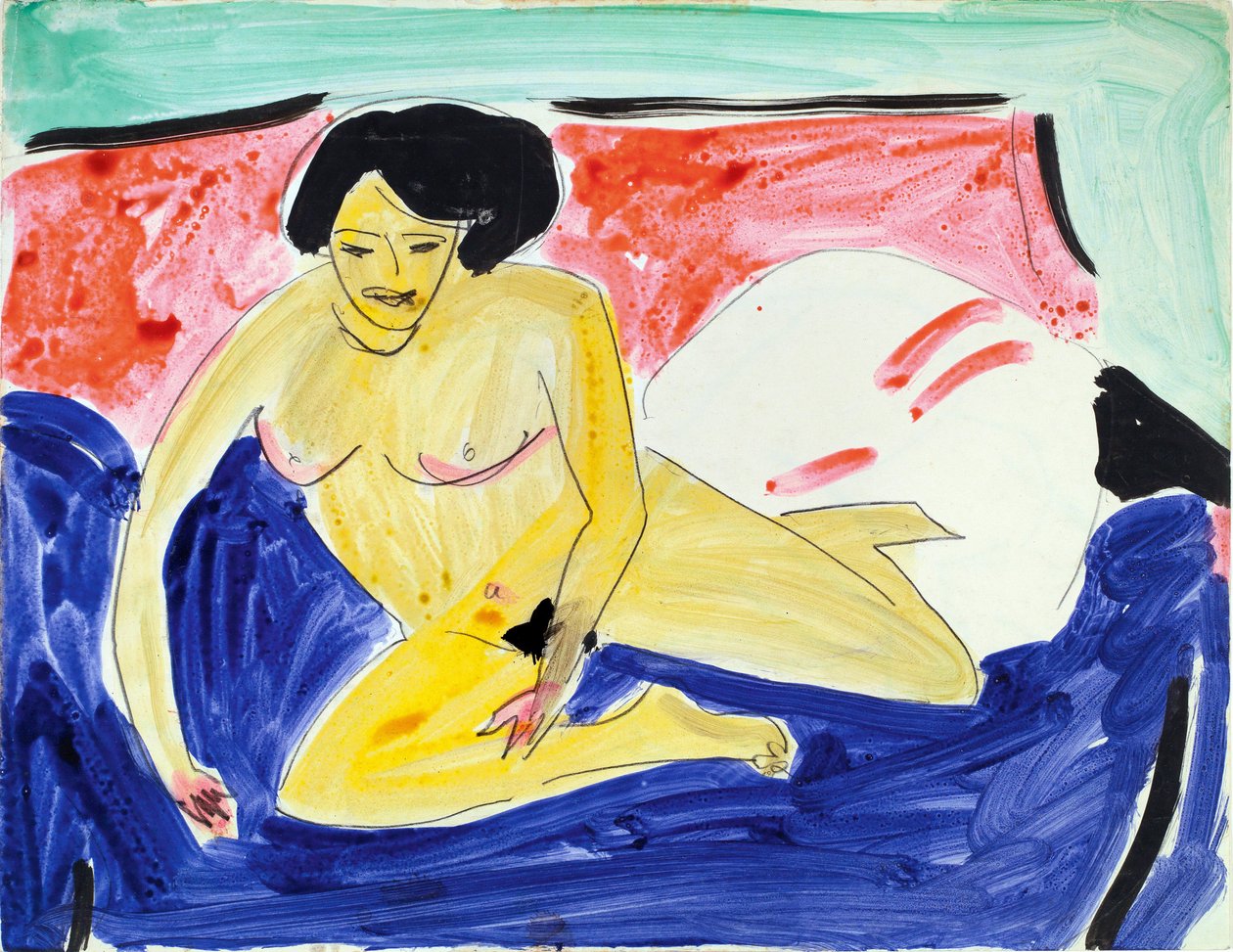 Nudo seduto su un divano da Ernst Ludwig Kirchner