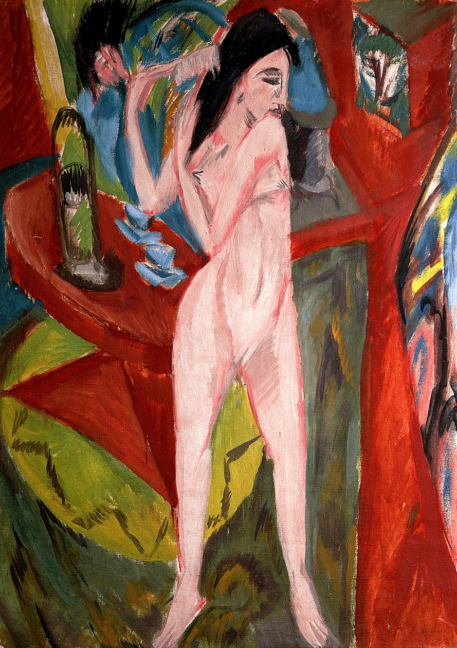 Donna nuda che si pettina i capelli da Ernst Ludwig Kirchner