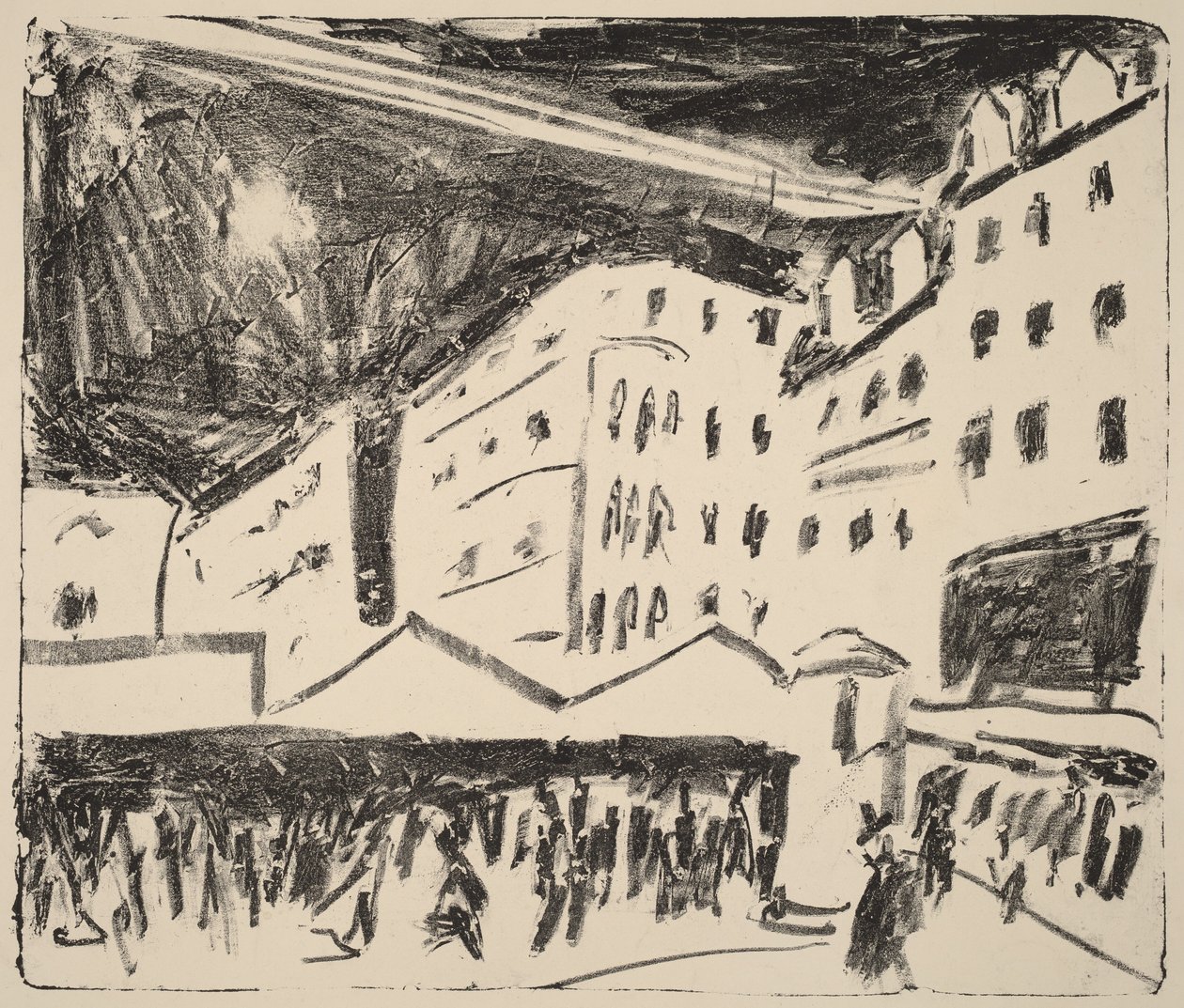 Il Mercato Vecchio di Dresda con la fiera (Der Altmarkt in Dresden mit Jahrmarkt) da Ernst Ludwig Kirchner