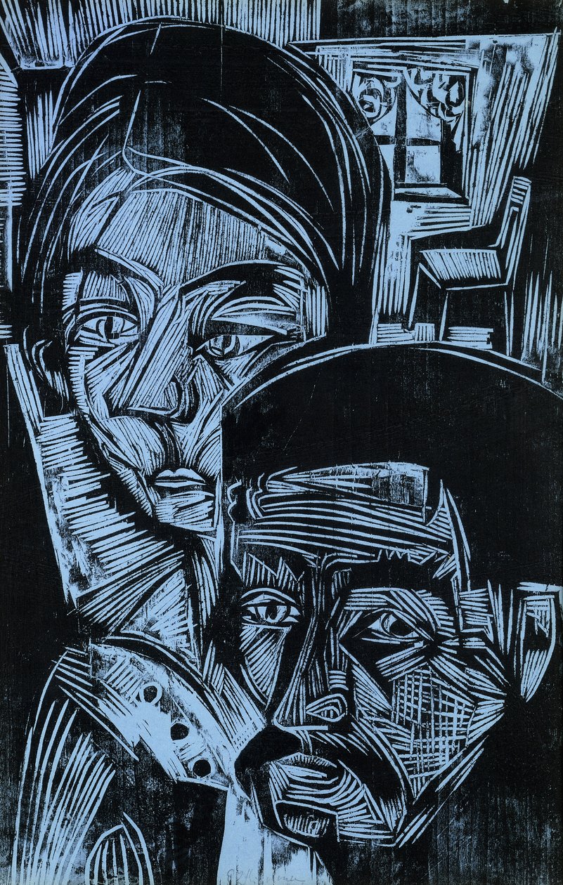 Coppia di contadini nel cottage, 1919 da Ernst Ludwig Kirchner