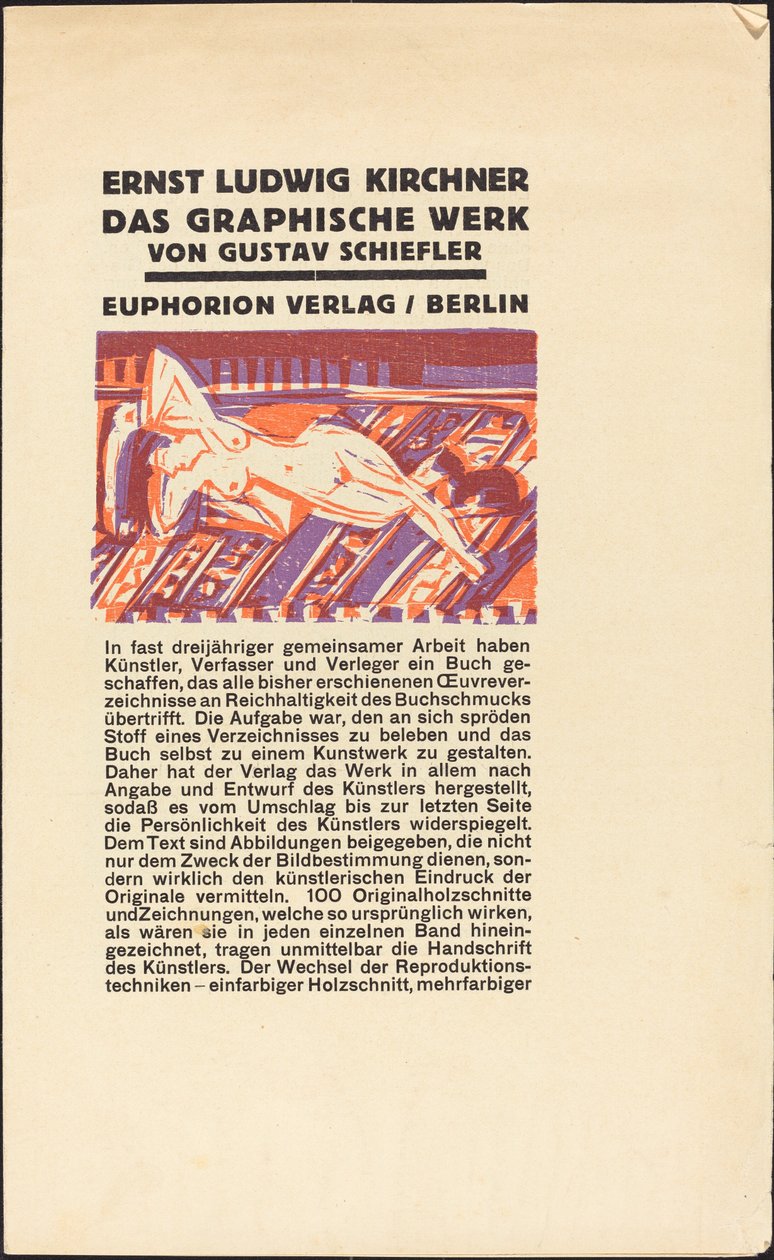 Nudo reclinato con gatto da Ernst Ludwig Kirchner