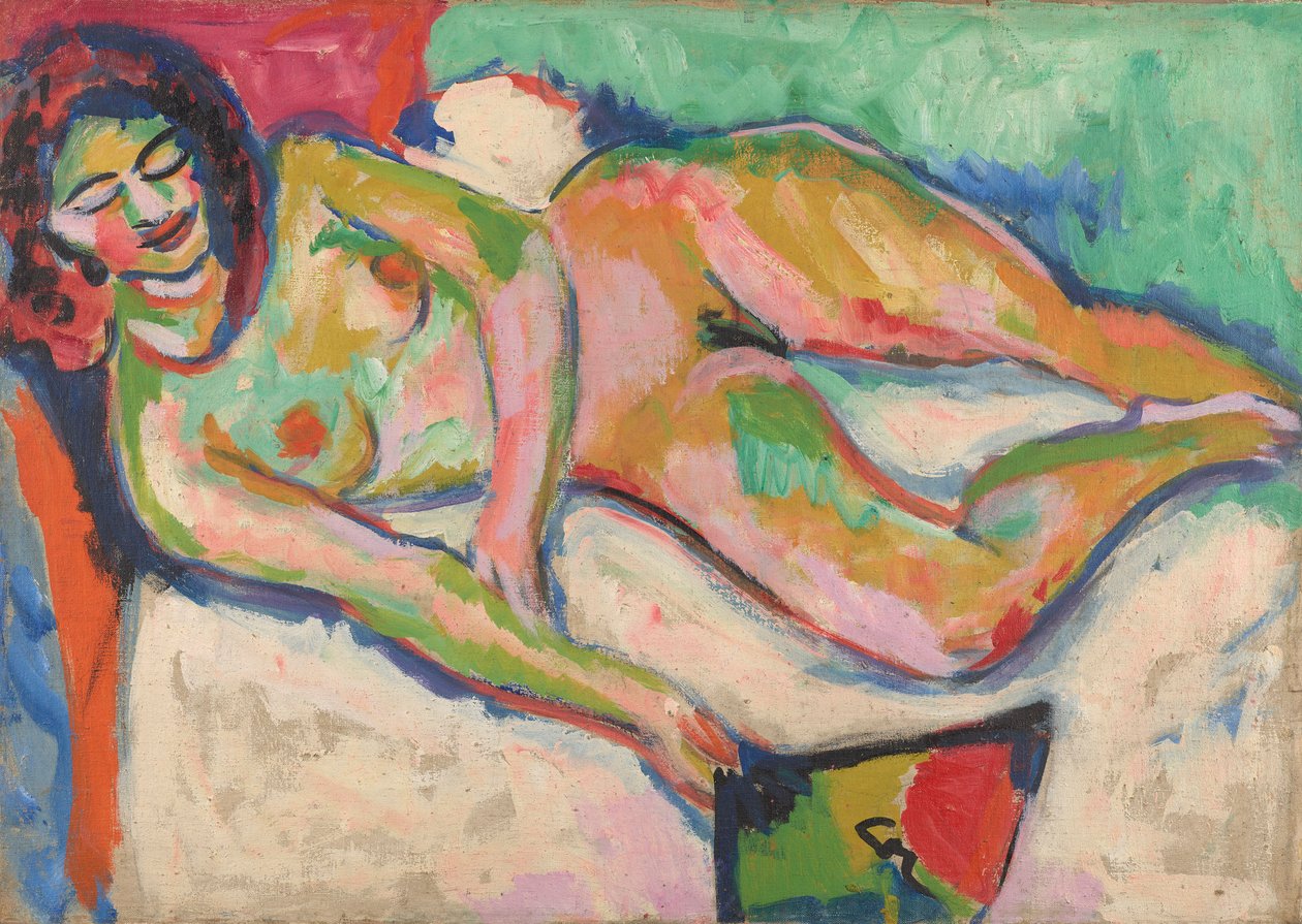 Nudo reclinato con ventaglio da Ernst Ludwig Kirchner