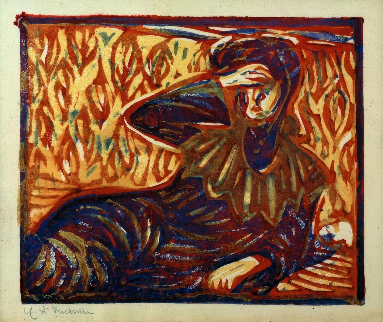 Ragazza a riposo con mal di testa da Ernst Ludwig Kirchner