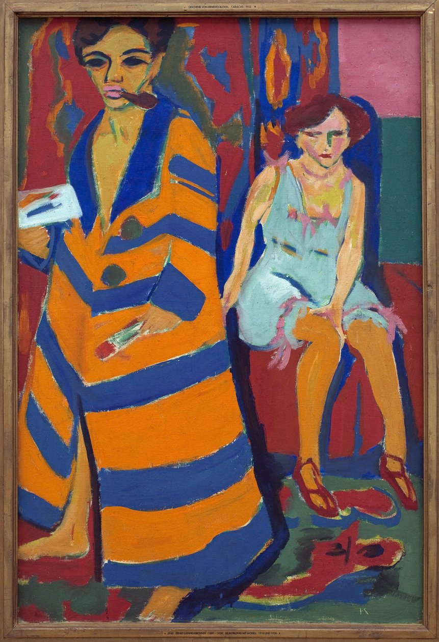 Autoritratto con modella. Dipinto di Ernst Ludwig Kirchner da Ernst Ludwig Kirchner