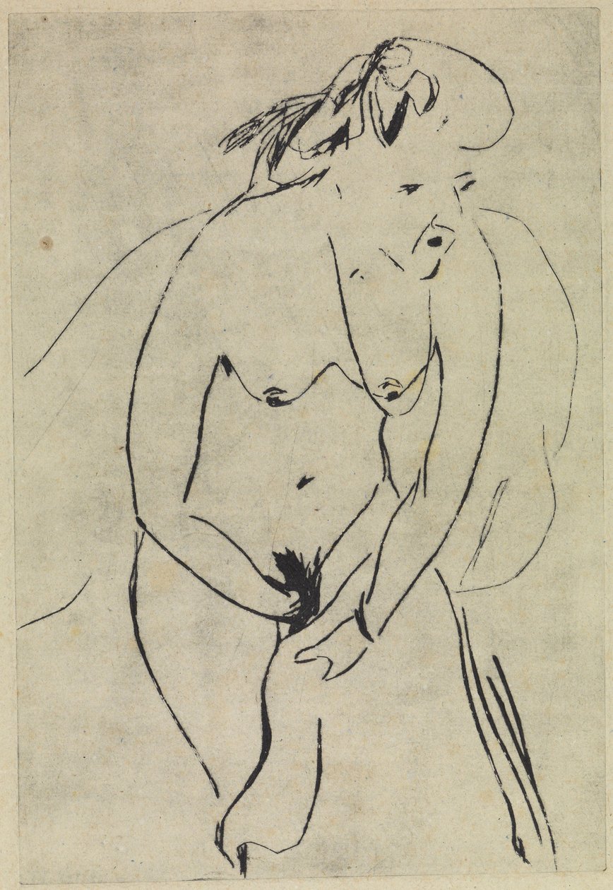 Bagnanti che si asciugano con un asciugamano e indossano una collana da Ernst Ludwig Kirchner