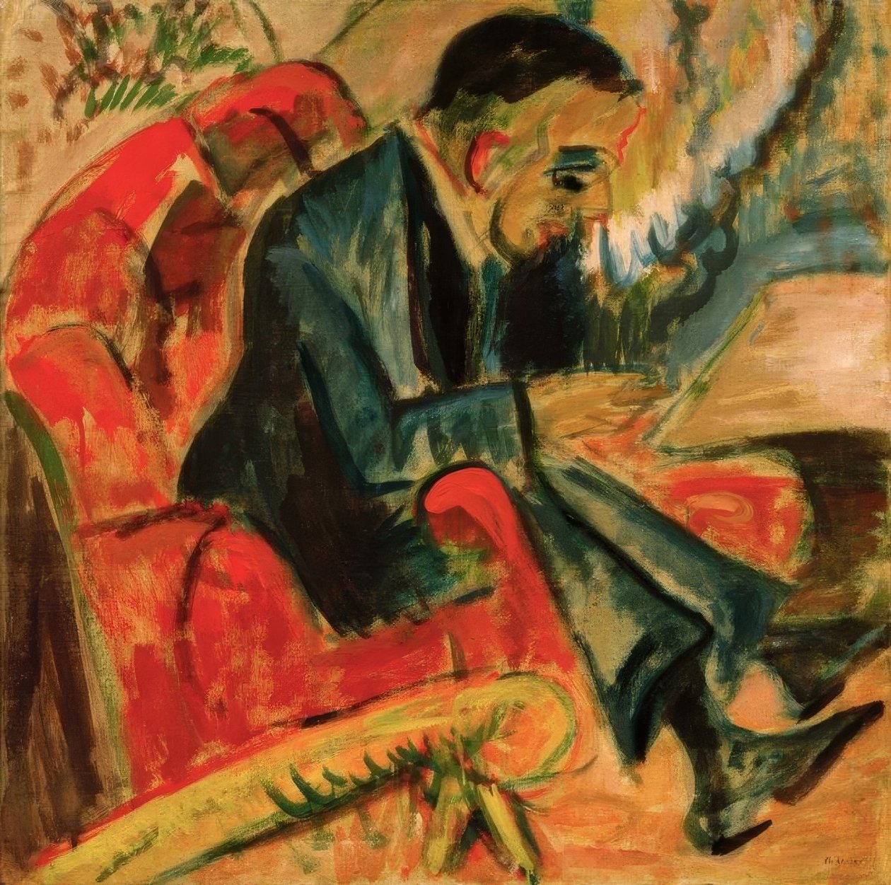 Uomo seduto su una panchina del parco da Ernst Ludwig Kirchner