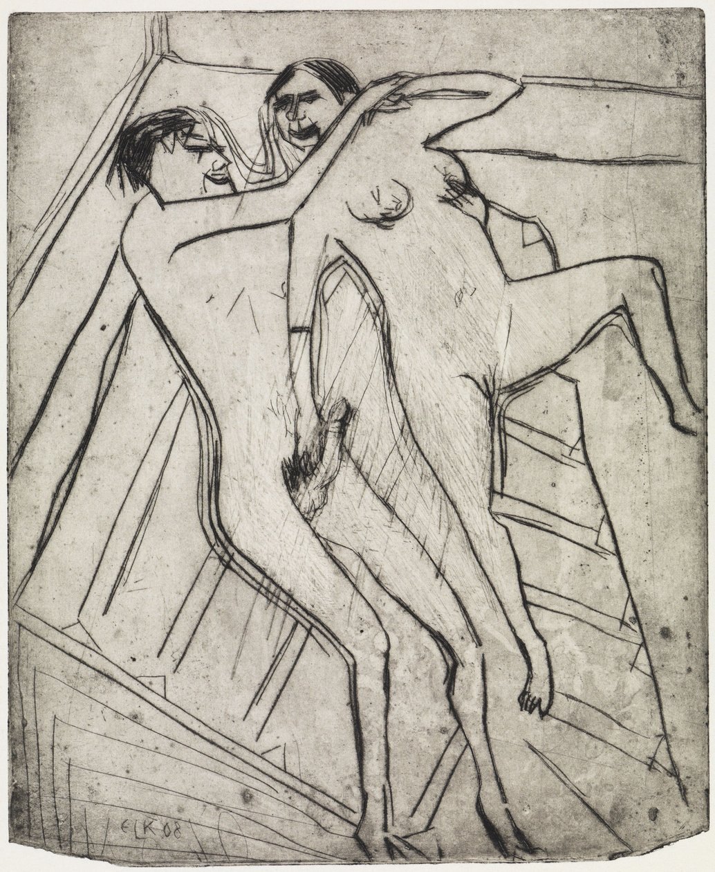 Ragazza seduta sulla spiaggia / Coppia di innamorati da Ernst Ludwig Kirchner
