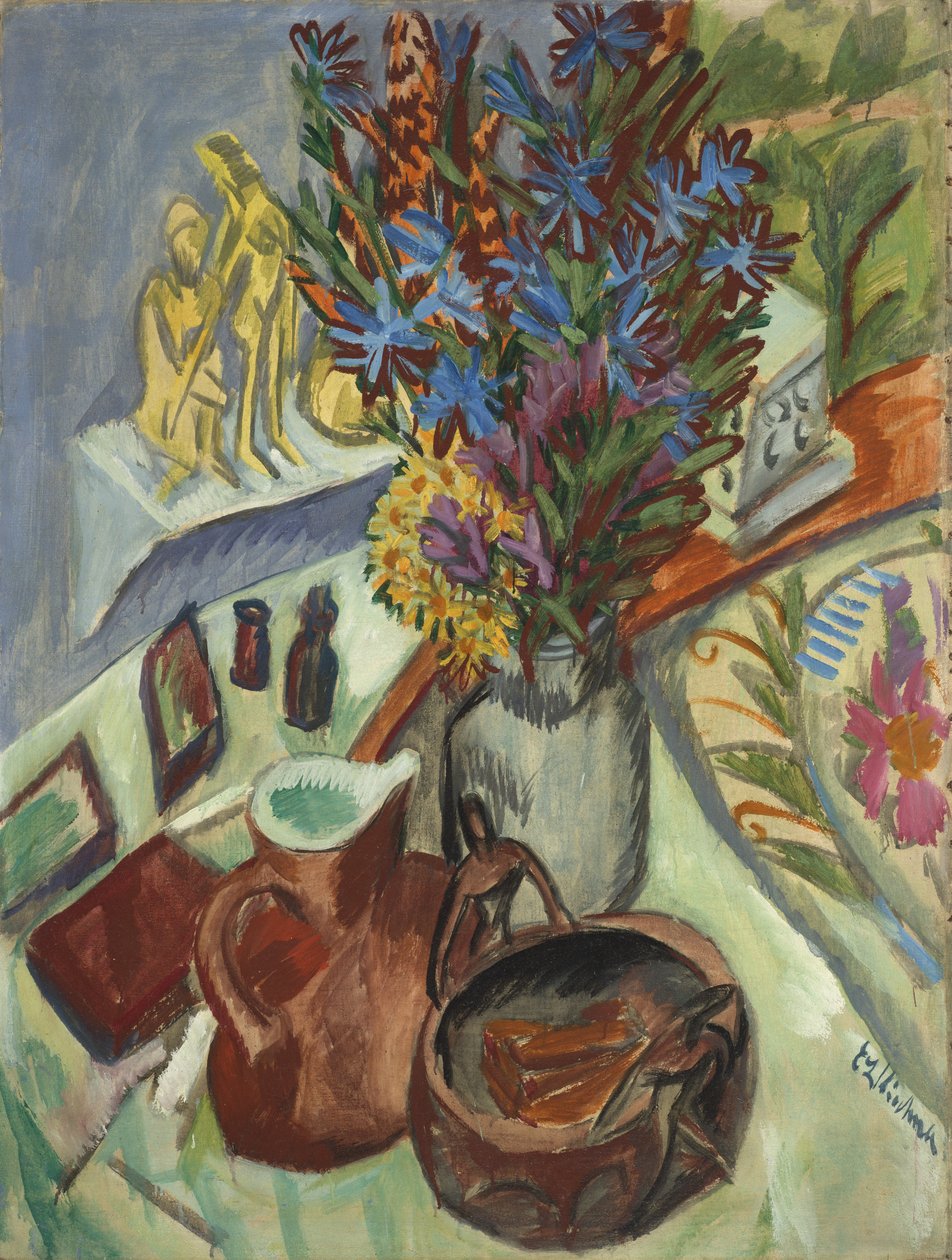Natura morta con brocca e ciotola africana da Ernst Ludwig Kirchner