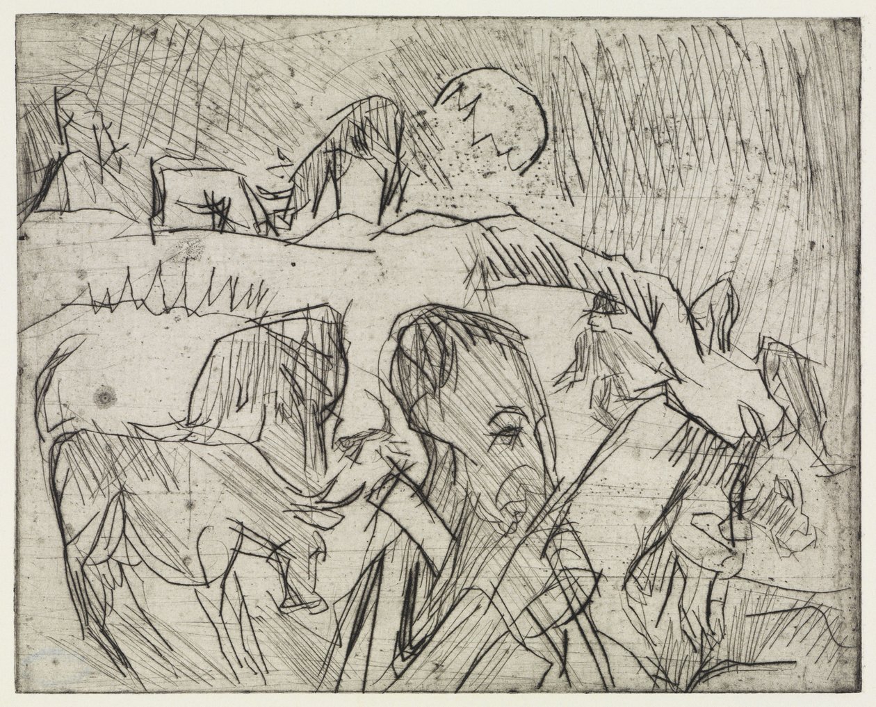 Studio “Mardersteig” / Pastore con le mucche in montagna da Ernst Ludwig Kirchner