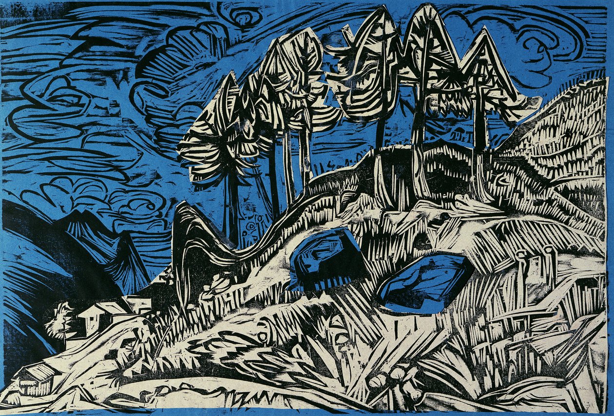 Alberi su un pendio di montagna da Ernst Ludwig Kirchner