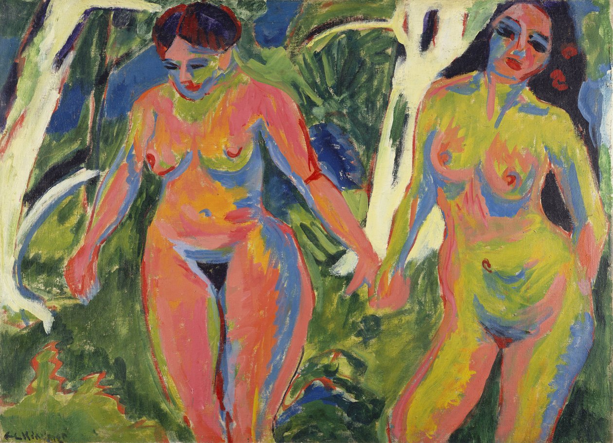 Due donne nude in un bosco, 1909 da Ernst Ludwig Kirchner