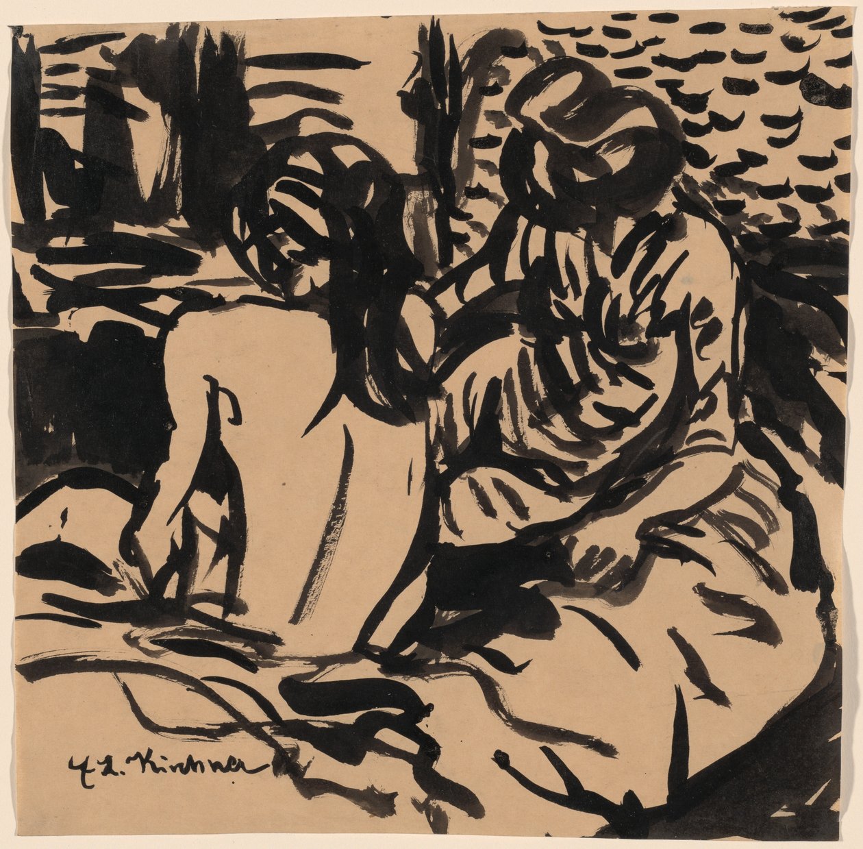 Due Nudi su un Letto (Isabella e una Ragazza Più Giovane) da Ernst Ludwig Kirchner