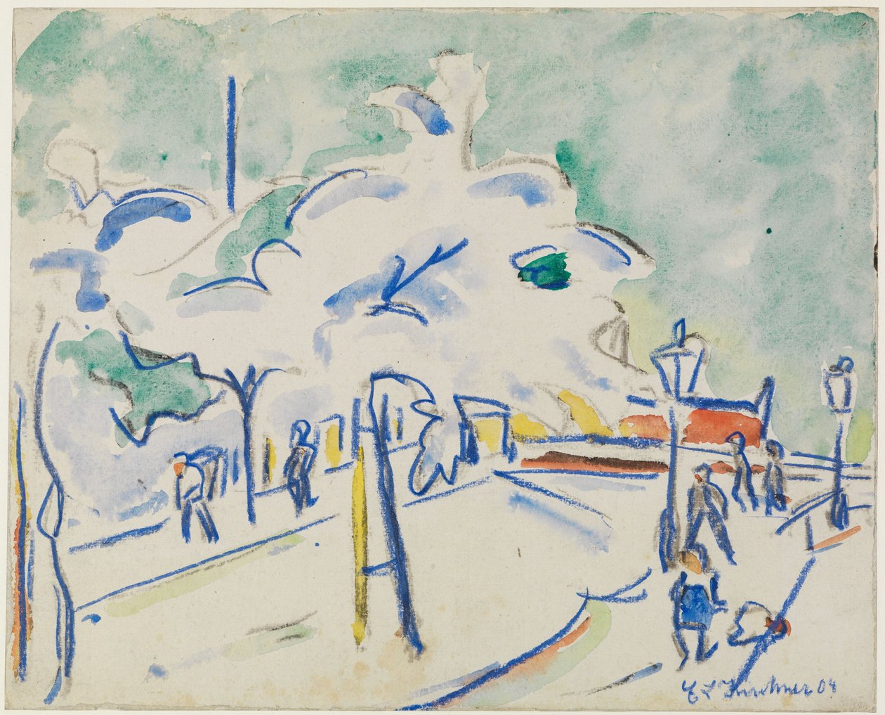 Riva con alberi (Dresda) da Ernst Ludwig Kirchner