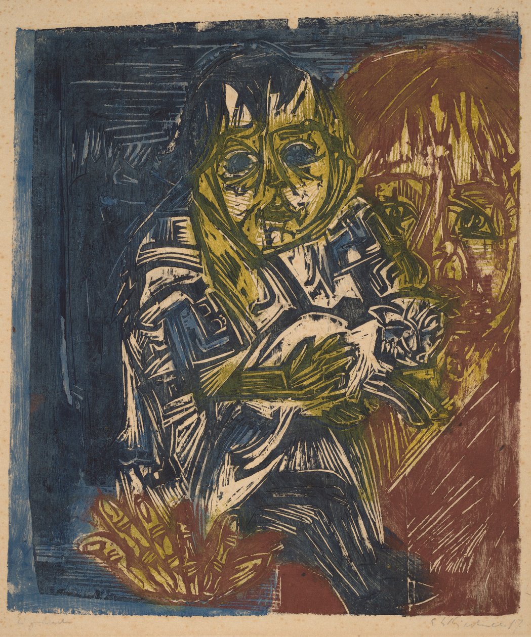 Donna con Bambino e Gatto da Ernst Ludwig Kirchner