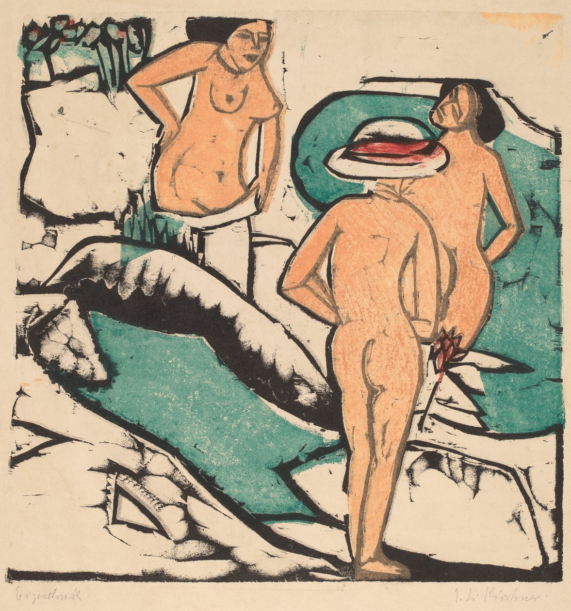Donne che fanno il bagno tra pietre bianche, 1912 da Ernst Ludwig Kirchner