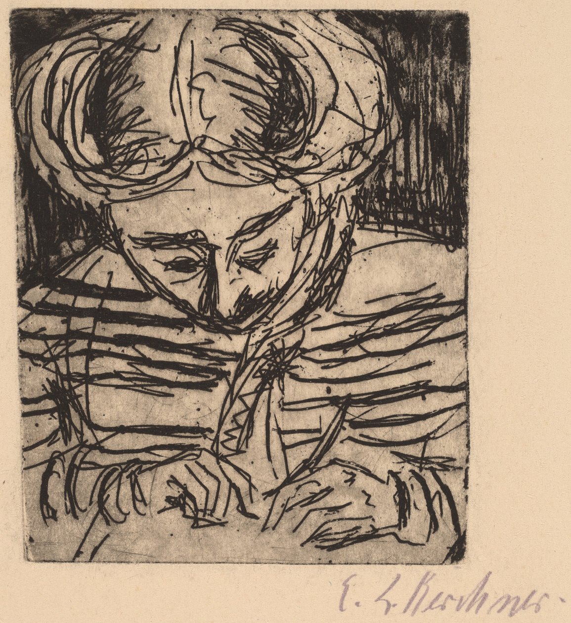 Giovane ragazza che disegna da Ernst Ludwig Kirchner