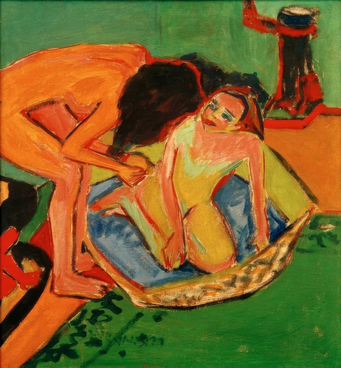 Due nudi con vasca da bagno e stufa da Ernst Ludwig Kirchner
