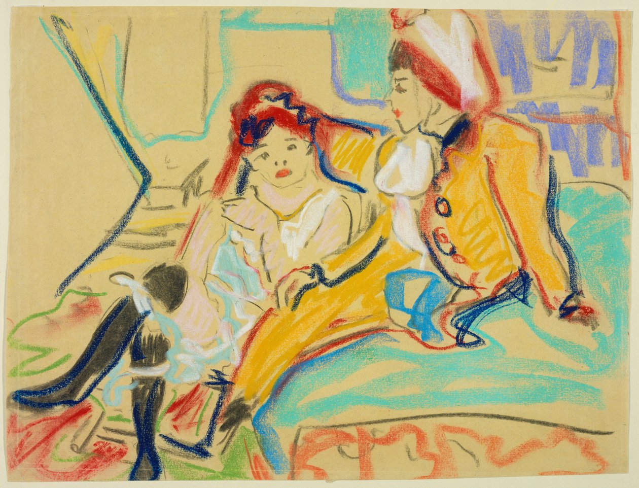 Due ragazze su un divano da Ernst Ludwig Kirchner